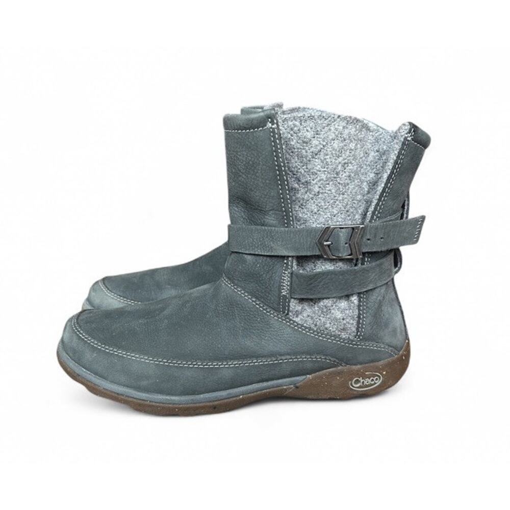 Chaco Hopi Waterproof Leather & Wool Boots Castlerock Gray Buckle Women’s US 8